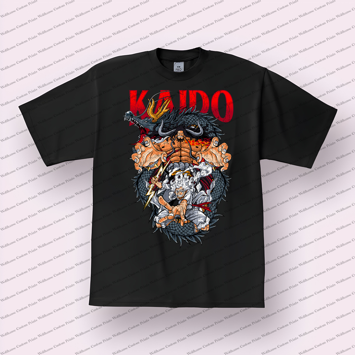 Kaido and Luffy vs Battle Distressed Anime Graphic T-Shirt