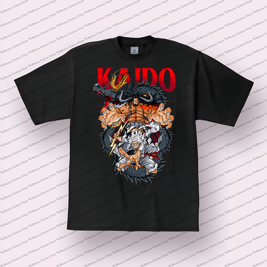 Kaido and Luffy vs Battle Distressed Anime Graphic T-Shirt