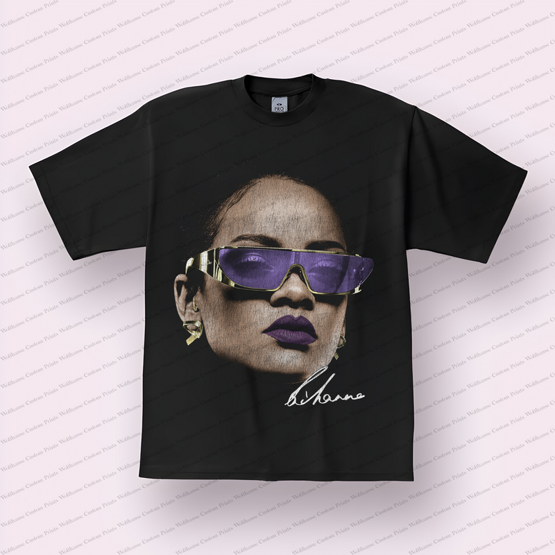 Rihanna Big Head Distressed Graphic Tee