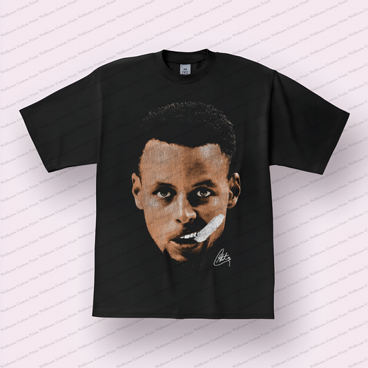 Stephen Curry Big Head Distressed Graphic Tee