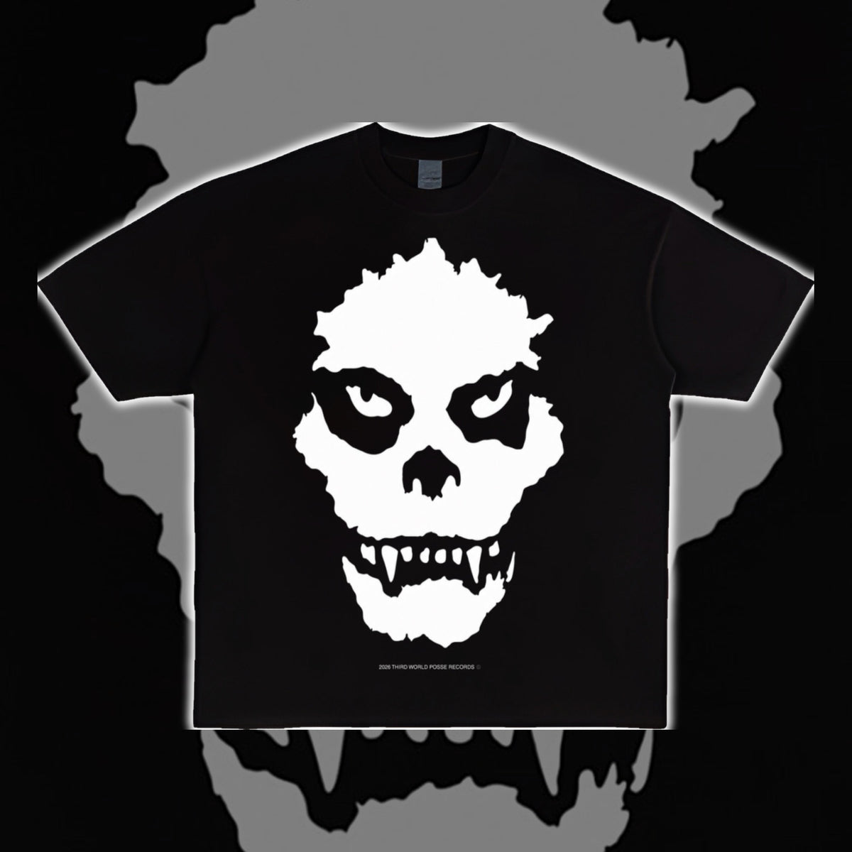Tacet Zilla Fits tee - black shirt with white monster skull front print
